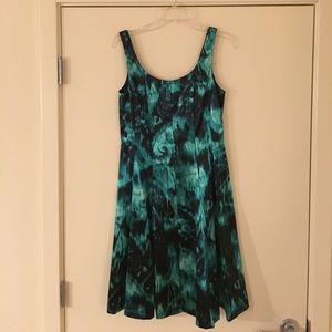 Satin black and green cocktail dress
